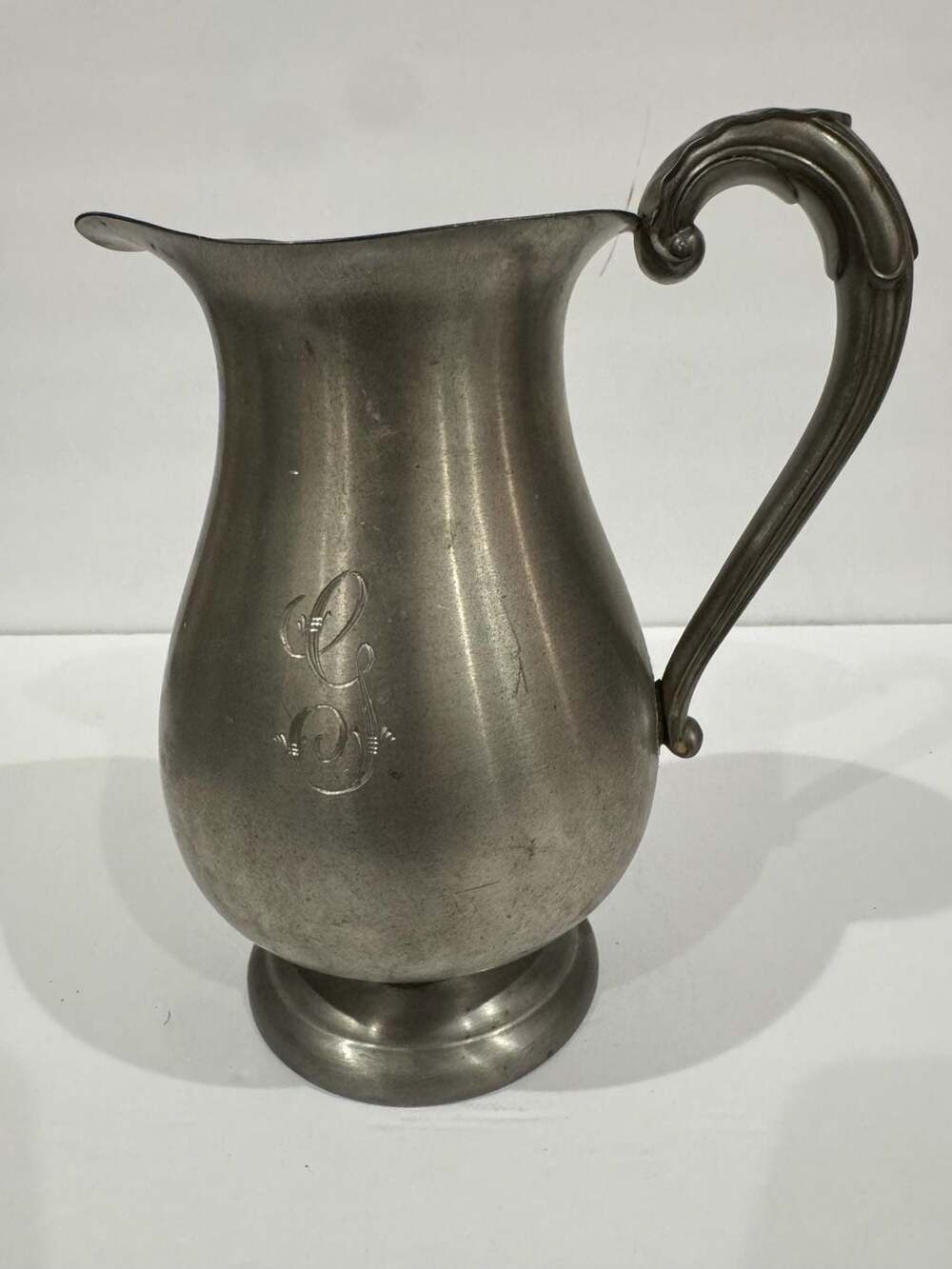 Antique Pewter Goblets Set With Tray • 8 Hand-worked Tulip Silhouette Glasses